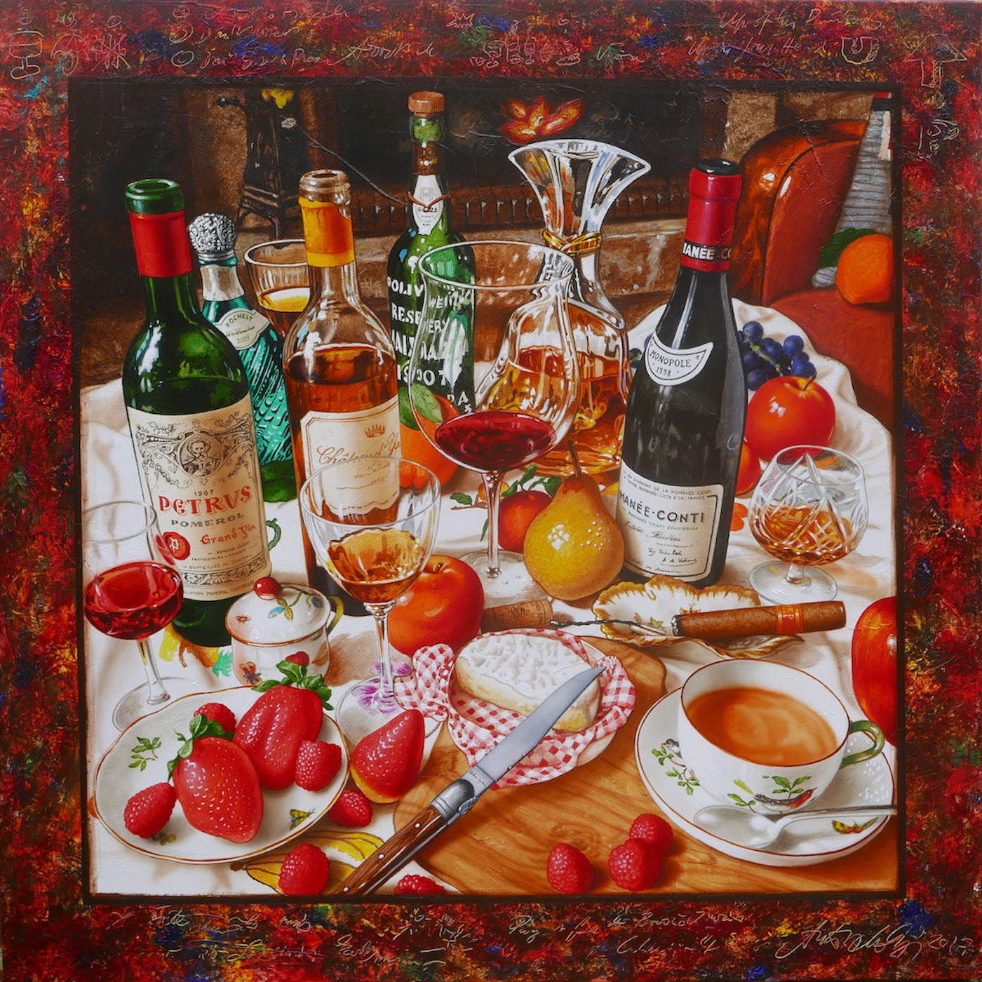 F&Atilde;&ordf;te chez Les Amies( 100x100 cm)