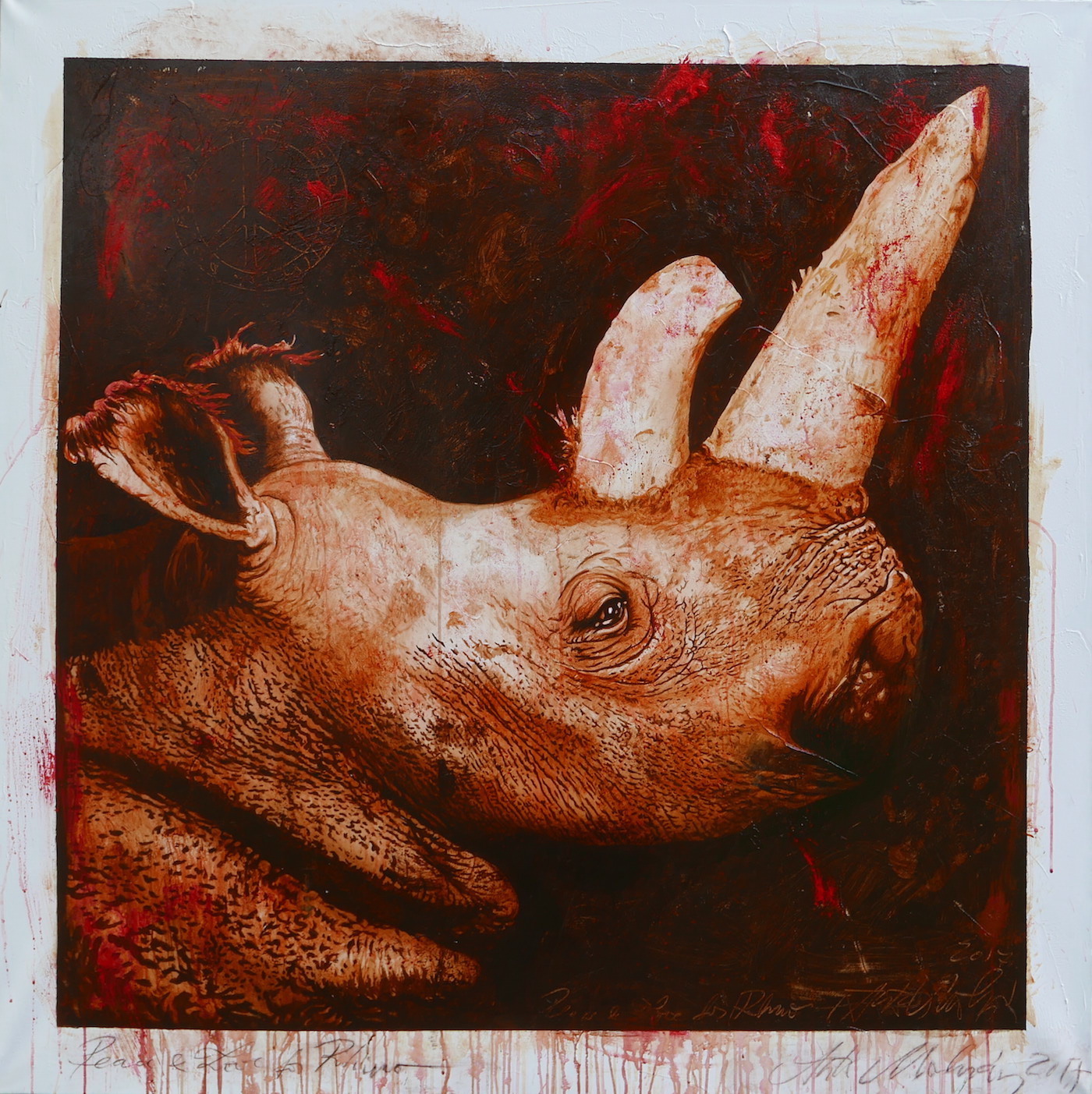 Peace and Love for Rhinoceros (150x150 cm&Acirc;&deg;